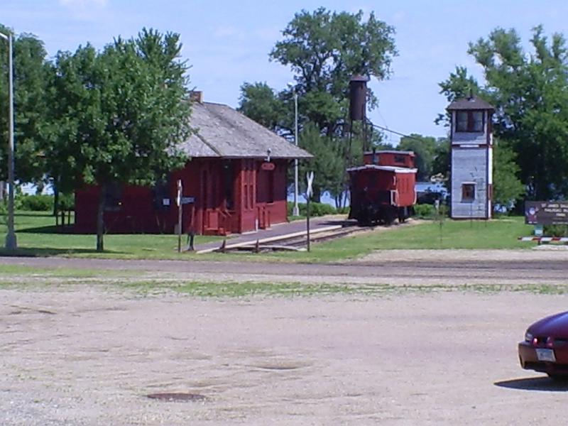 S5030003.JPG - This is the former Minneapolis and St. Loius depot from Amboy, MN. Roundhouse Inc. staff's the depot during Railroad Days and the Christmas season. The depot itself is owned by the City of St. James.
